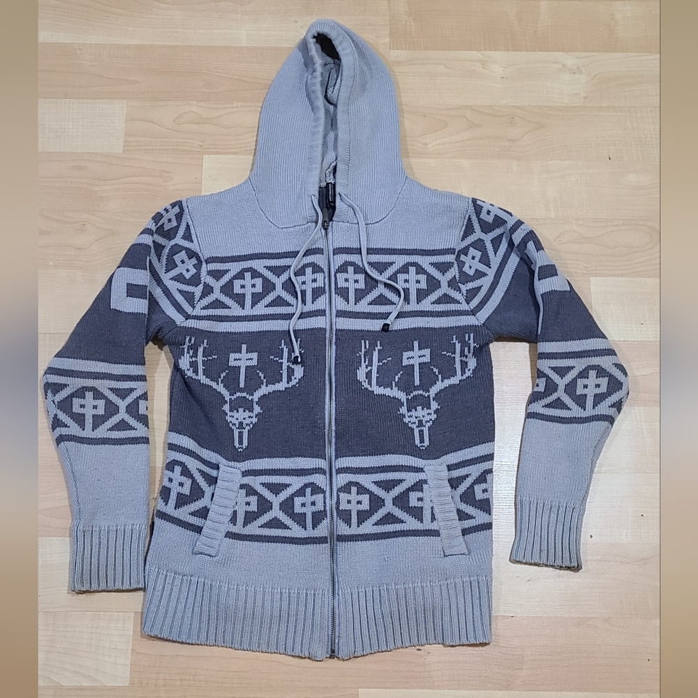 Grey Red Dragon Jagermeister logo Hooded Zipup Sweater.